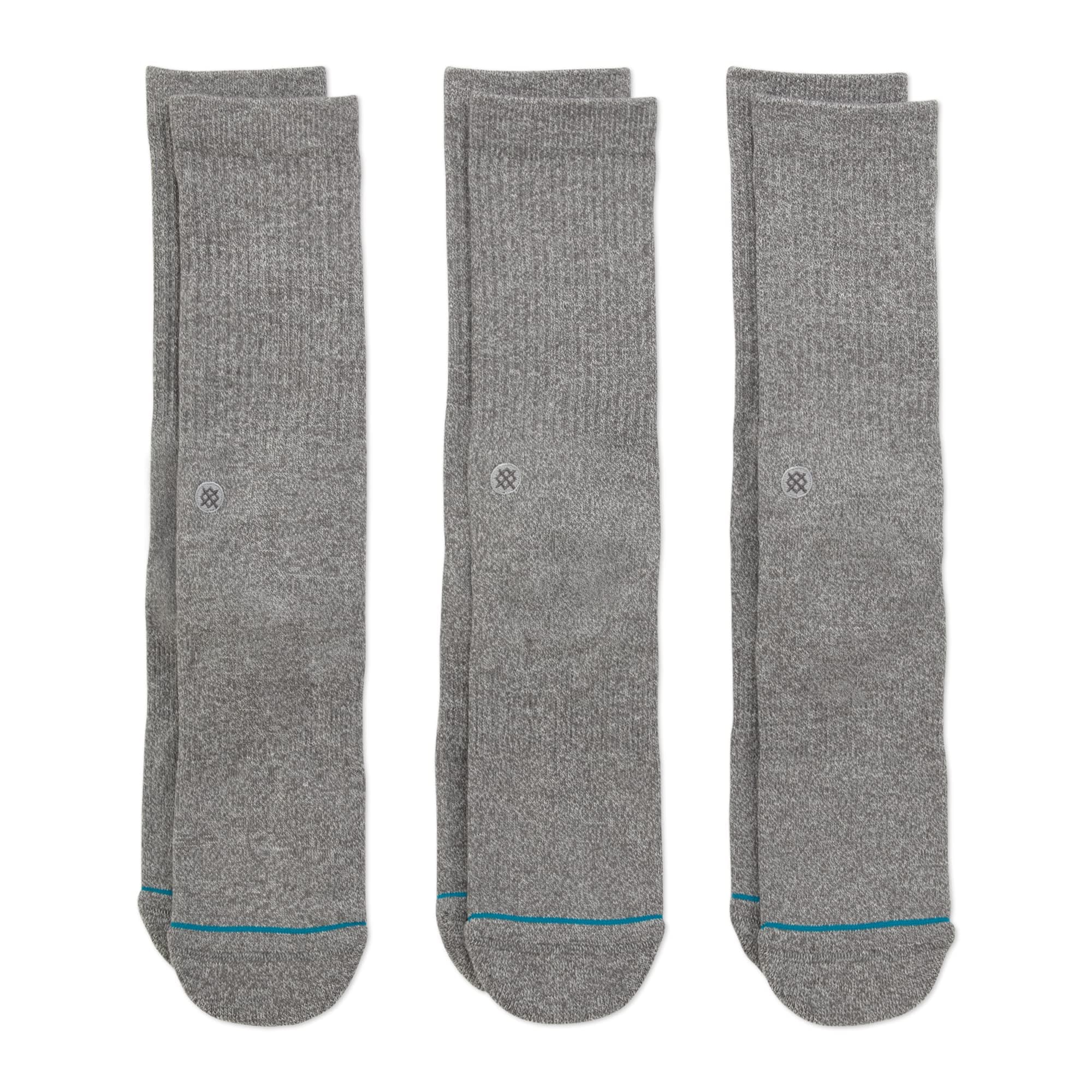 StanceCrew Icon Socks [3 pack] (Large, Grey Heather)