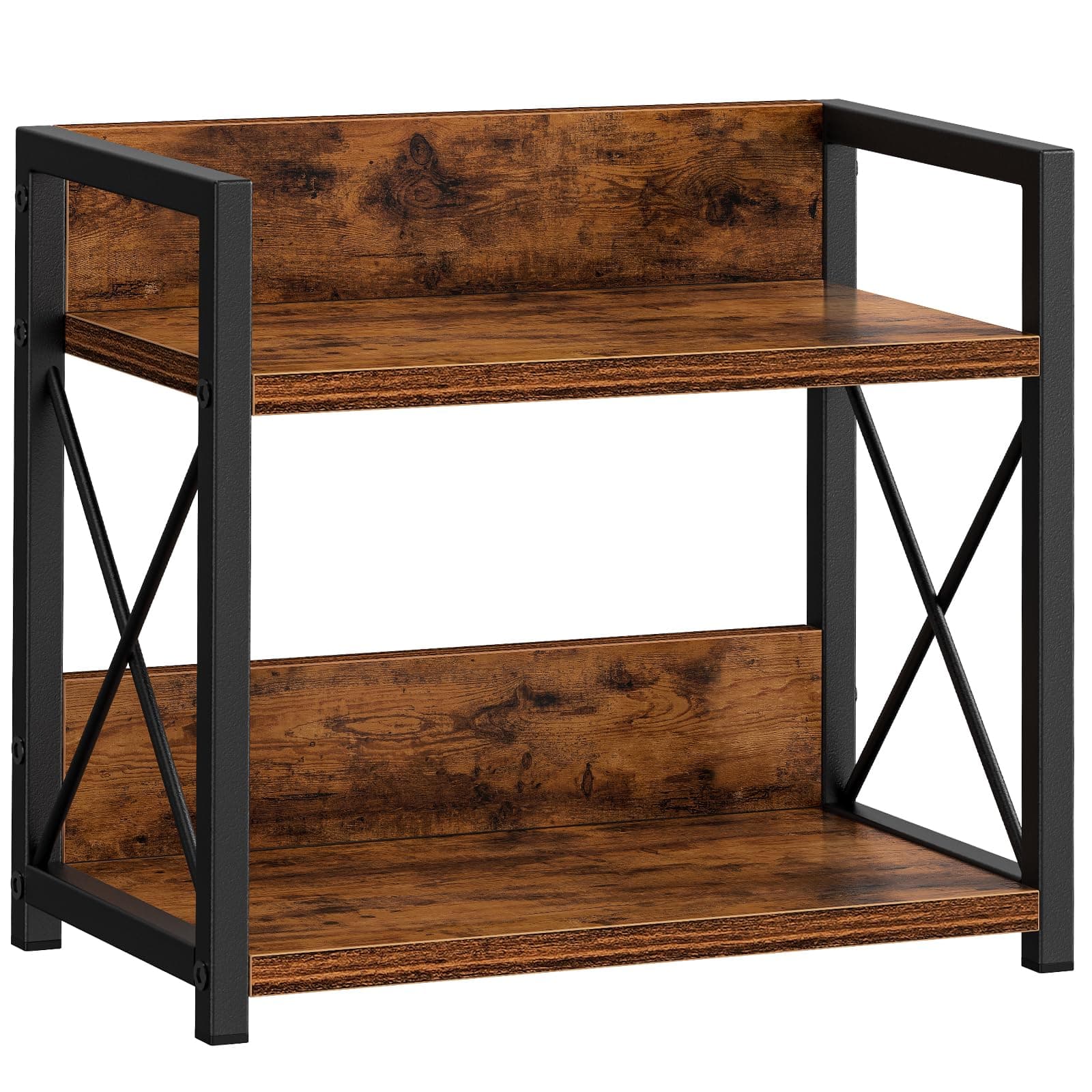 Countertop Shelf Organizer, 2 Tier Kitchen Spice Rack for Countertop, Wood Coffee Counter Shelf Organizer for Home (Brown, S)