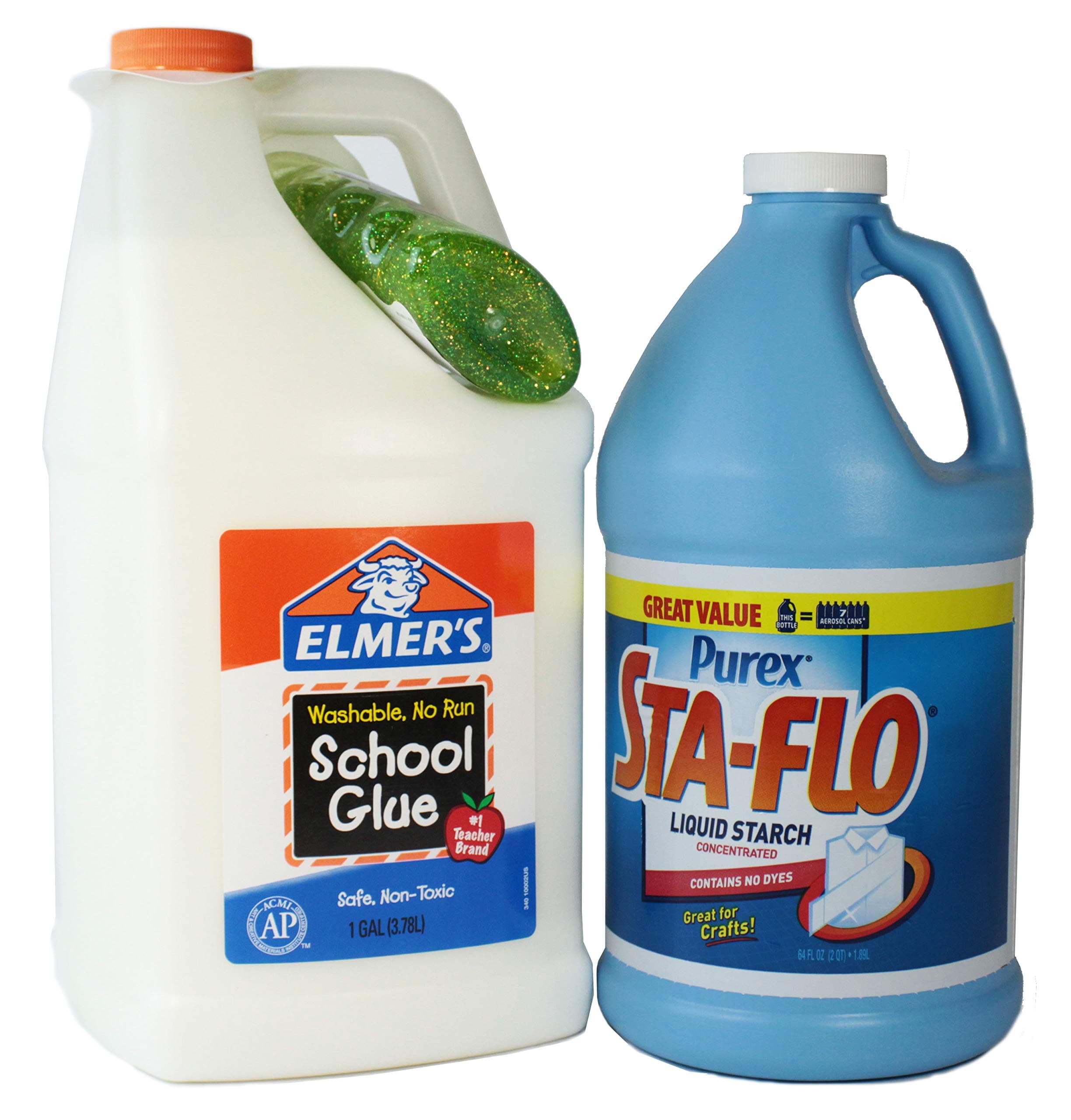Make Your Own Slime Bundle: Purex Sta-Flo Liquid Starch (32 Ounce) and Elmer's Liquid School Glue (1 Gallon, Washable)