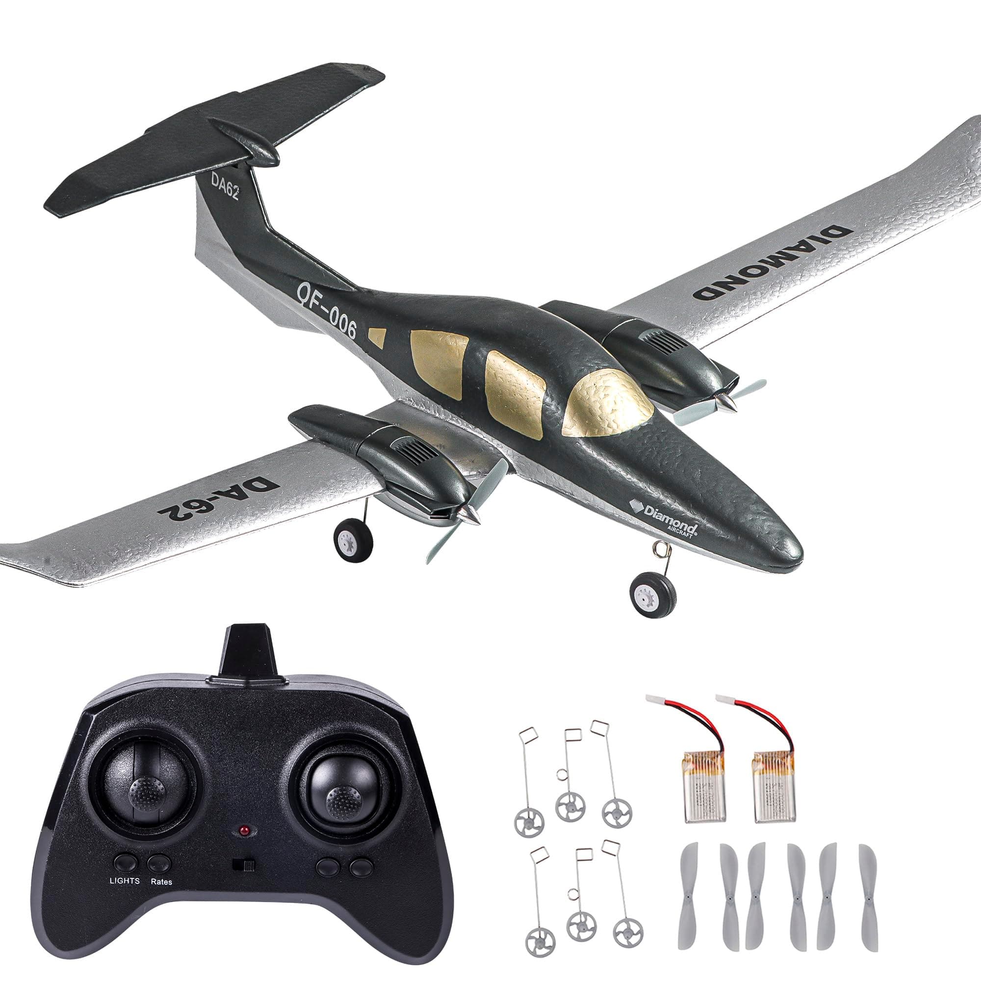 RC Plane Remote Control Airplane RTF 2 Chanel Radio Control Diamond Airpcraft for Beginners Wingspan 550mm (2 Batteries)