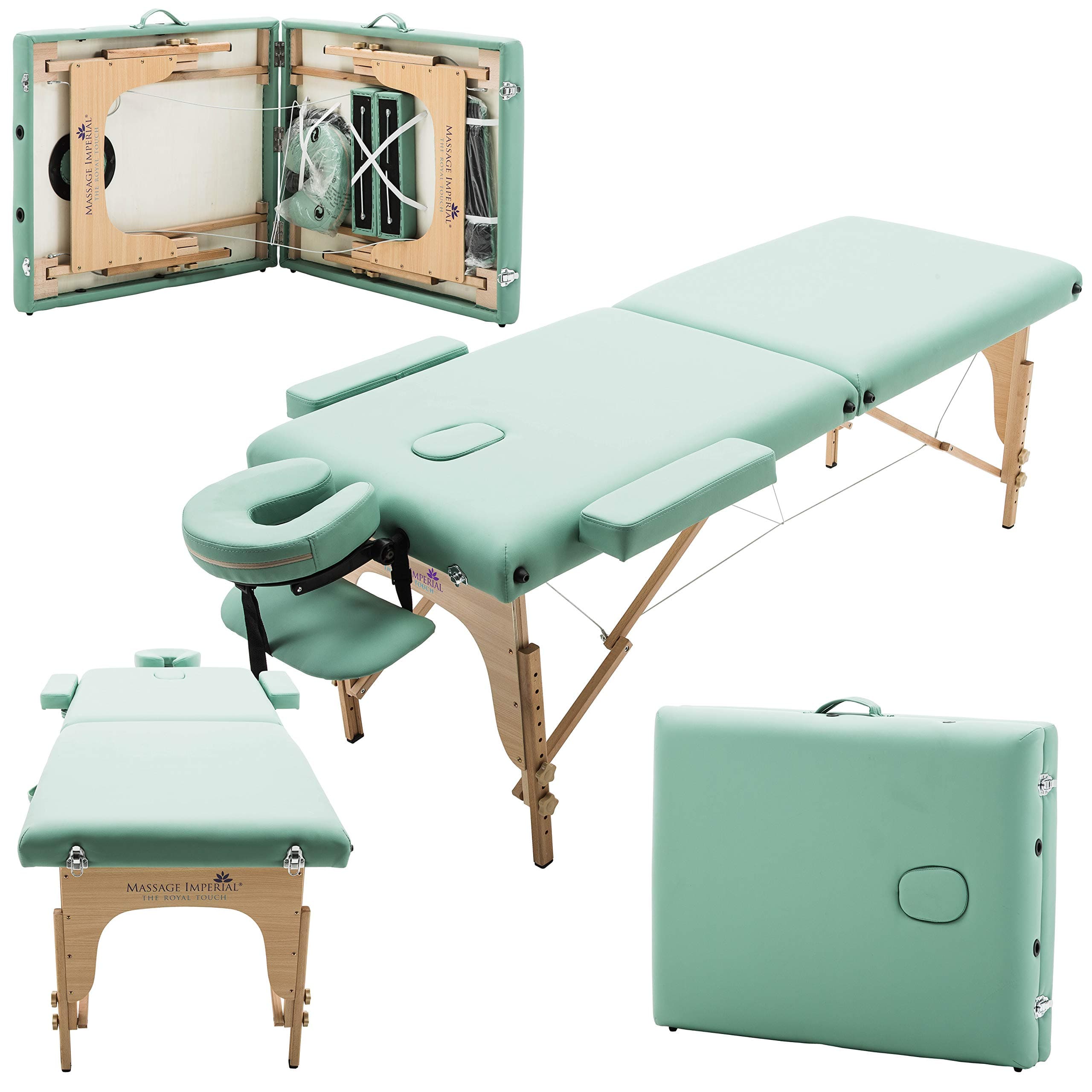 Massage Imperial® Light Green 2-Section Portable Massage Table Bed Couch Spa