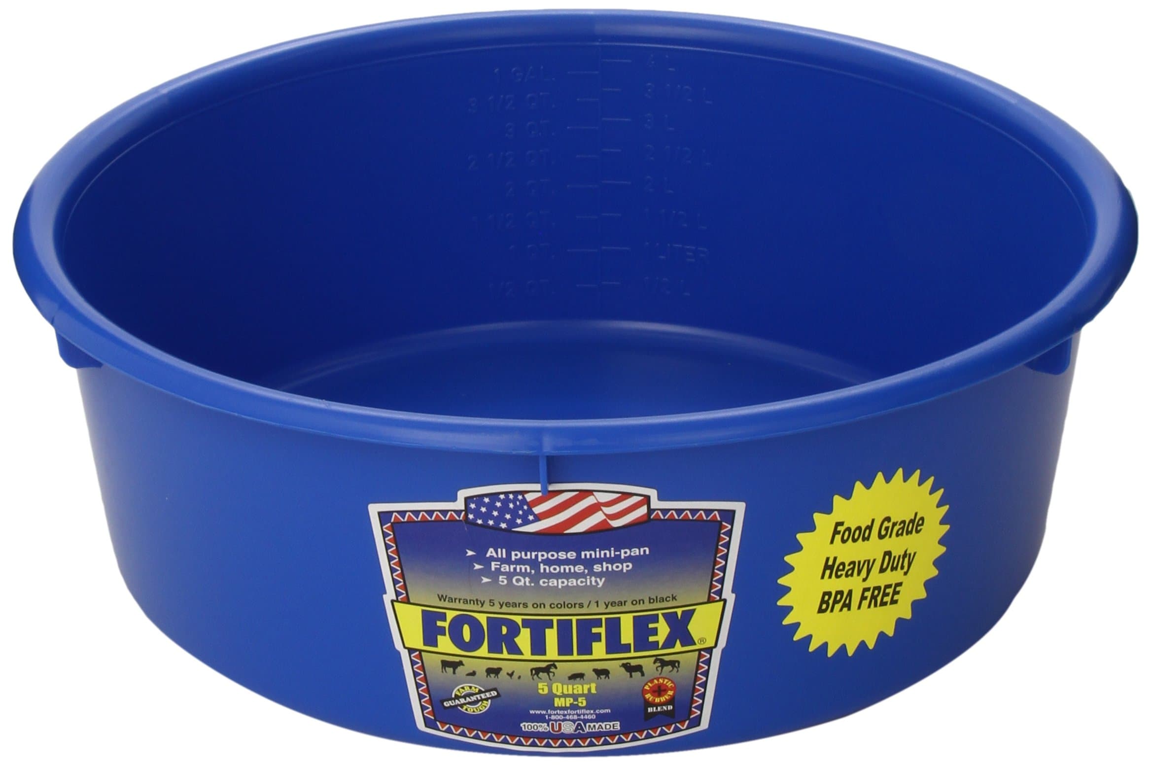 Mini Feed Pan for Dogs and Horses, 5-Quart, Blue