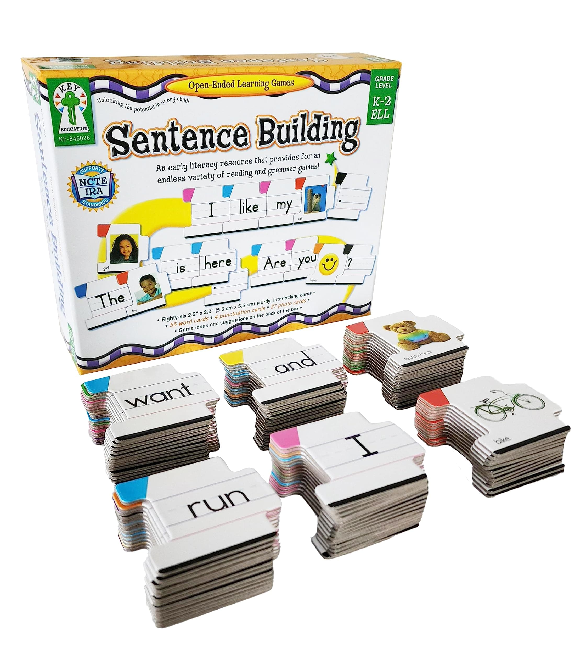 Key Education Sentence Building Game, Phonics Puzzles for Kids Ages 6-8, Learn to Read Parts of Speech, Sight Words, and More, Speech Therapy Materials for Kindergarten, 1st Grade, and Up