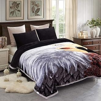 JML Fleece Blanket King Size 85" x93", Plush Korean Style Mink Blanket - 10 Pounds, 2 Ply A&B Printed, Silky Soft and Warm Raschel Bed Blanket, Eagle/Tiger