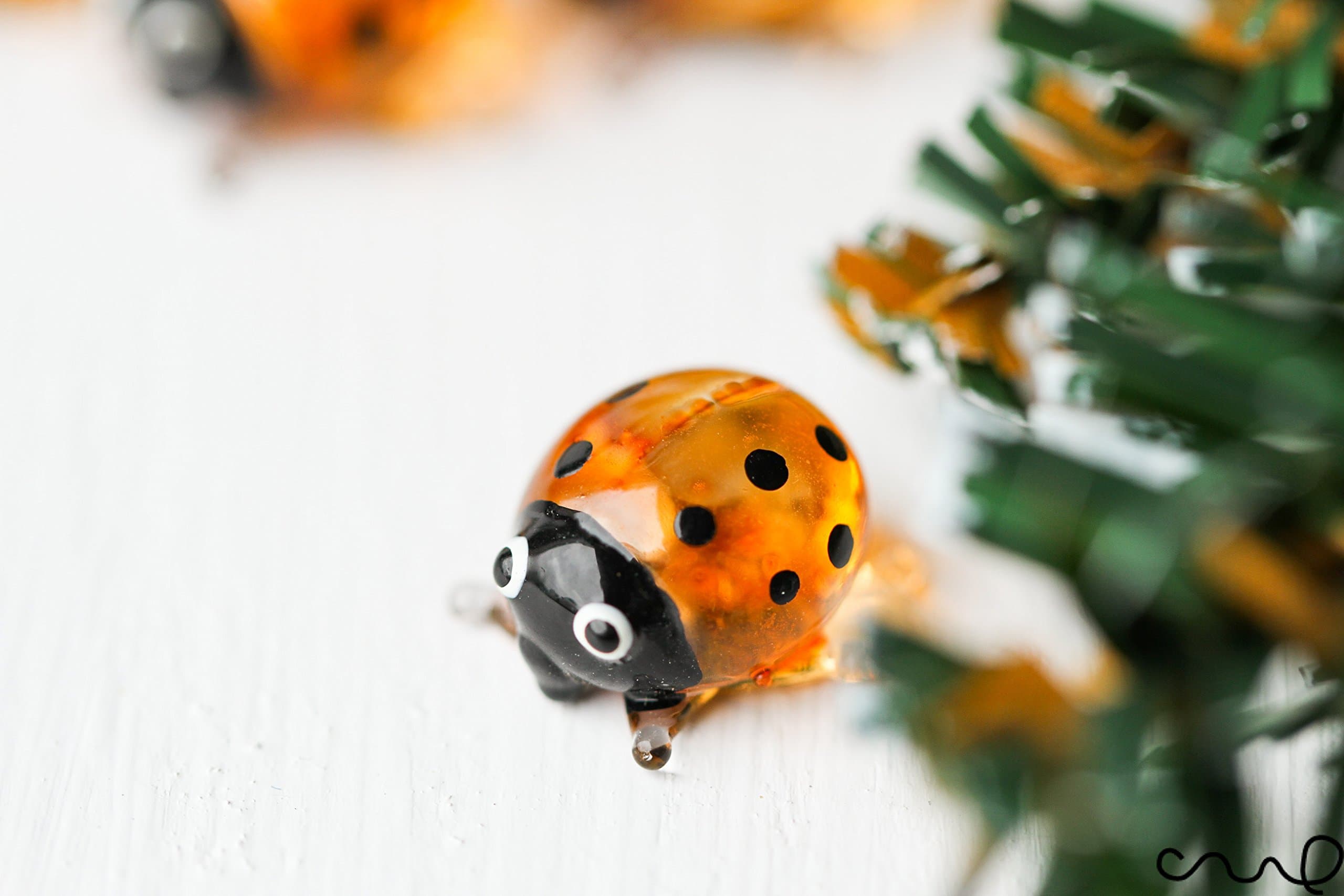 – Tiny Mini Glass Ladybirds Orange Quality Mini Small Gloss Deco Pot Ornament Garden Ladybug Terrariums