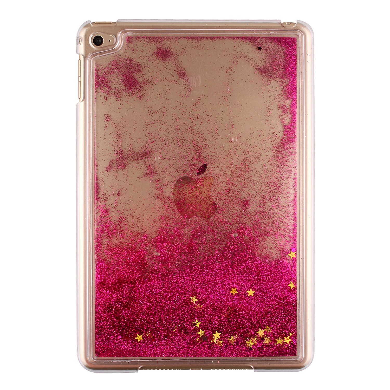 iPad Mini 4 Glitter Case, TIPFLY Bling Cool Floating Flowing Hybrid Protective Case, Sparkle Shiny Moving Stars Liquid Quicksand Hard Cover for Apple iPad Mini 4 - Rose Red