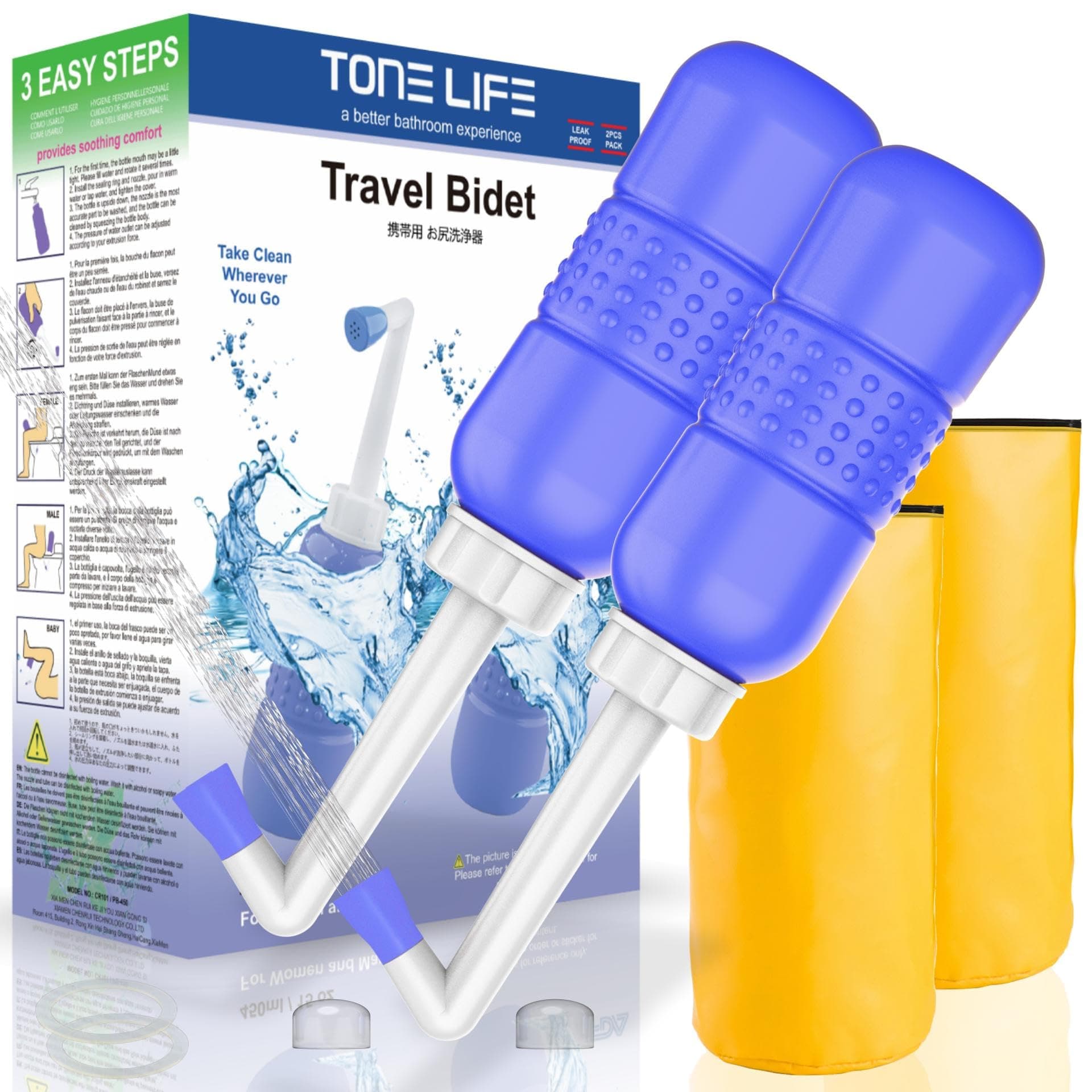 2PCS-Pack Upside Down Peri Bottle for Postpartum Care 300ML - Travel Bidet Bottle - Portable Bidets for for New Baby,Perineal Recovery and Cleansing After Birth