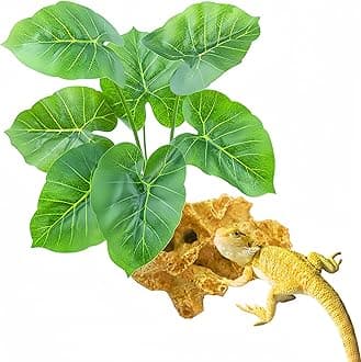 Reptile Artificial Plants, Terrarium Plants Decorations Supplies, Amphibian Habitat Hideout Tank Accessories, Rainforest Ground Plant