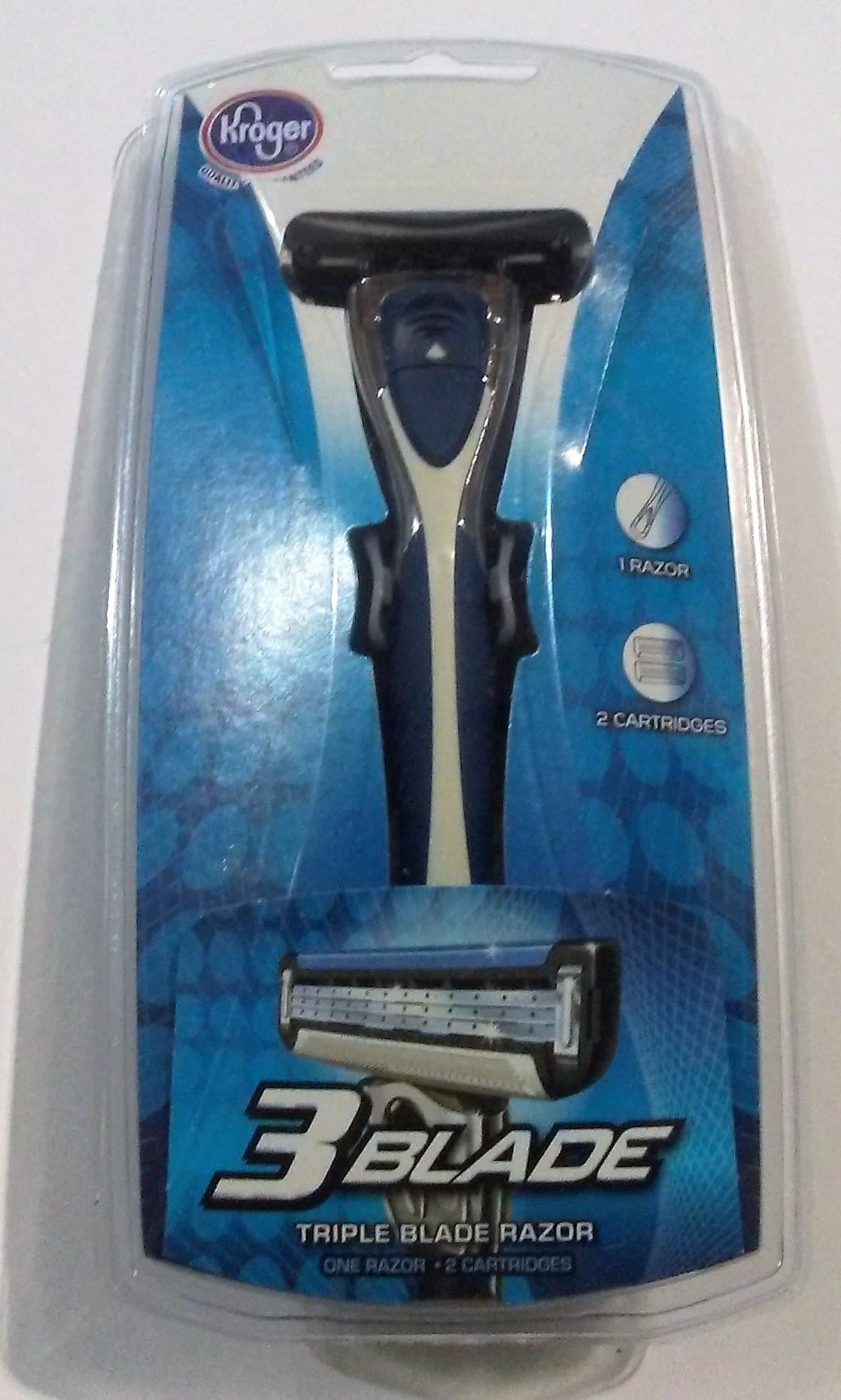 Triple Blade Razor; 1 Razor, 2 Cartridges