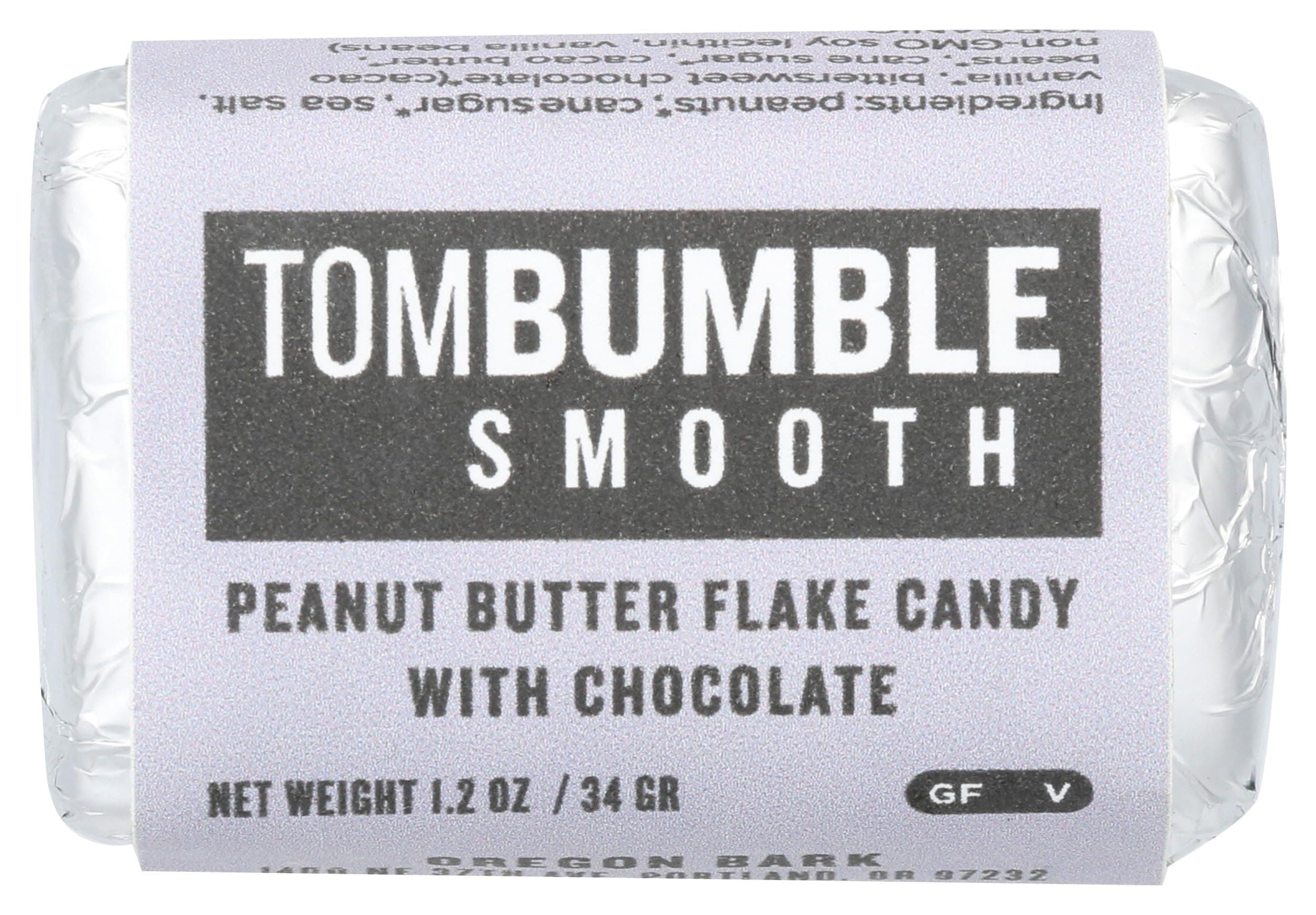 TOM BUMBLE Smooth Peanut Butter Flake Candy with Chocolate, 1.2 OZ