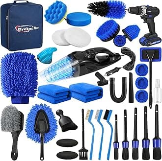 37Pcs Car Detailing Kit, Car Detailing Brush Set, Car Wash Cleaning Kit, Car Detailing Brushes, Professional Car Care Kit for Interior Exterior Wheels, Blue