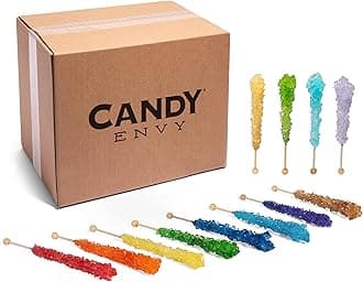 Assorted Rock Candy Sugar Sticks - Assorted Colors & Flavors - 72 Individually Wrapped Candy