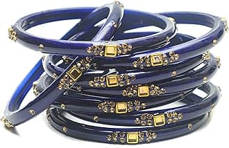 Traditional Glass Kada Bangles Set for women & girls Glossy Bangles Gemstone stone work Red Green Yellow Pink multicolor glass Kade