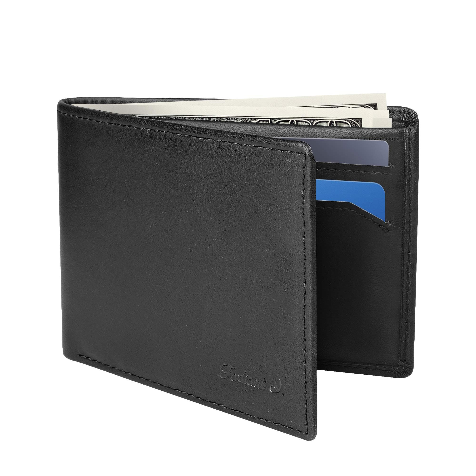 - Slim Wallet for Men -Thin Bifold Genuine Leather RFID Blocking Minimalist Stylish Front Pocket Mens Wallets (A. Charcoal black-ID)