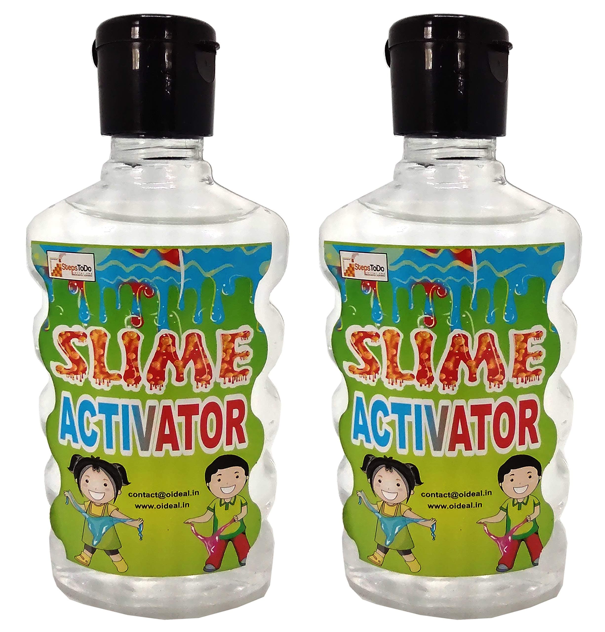 Super Slime Activator Clear Liquid Solution. All in One 400 ml Slime Activator. (Pack of 2 Bottles, 200 ml Each) Universal Formula Works with Almost Any PVA Glue. No Heating Safe for Kids.
