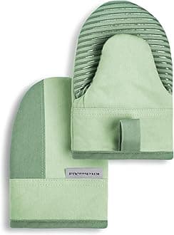 KitchenAid Beacon Two-Tone Non-Slip Mini Oven Mitt Set, Pistachio/Graphite Green, 5.5"x8", 2 Pieces