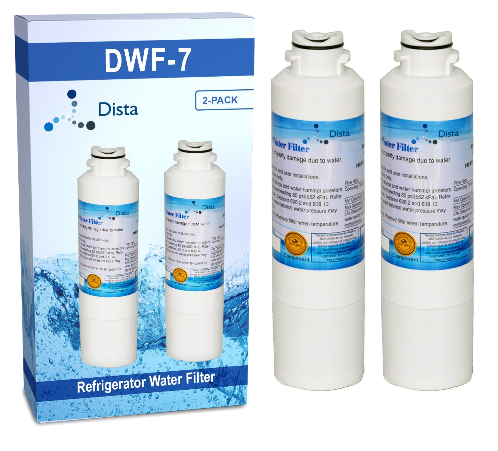 Dista - Refrigerator Water Filter Compatible with DA29-00020B. Pack of 2