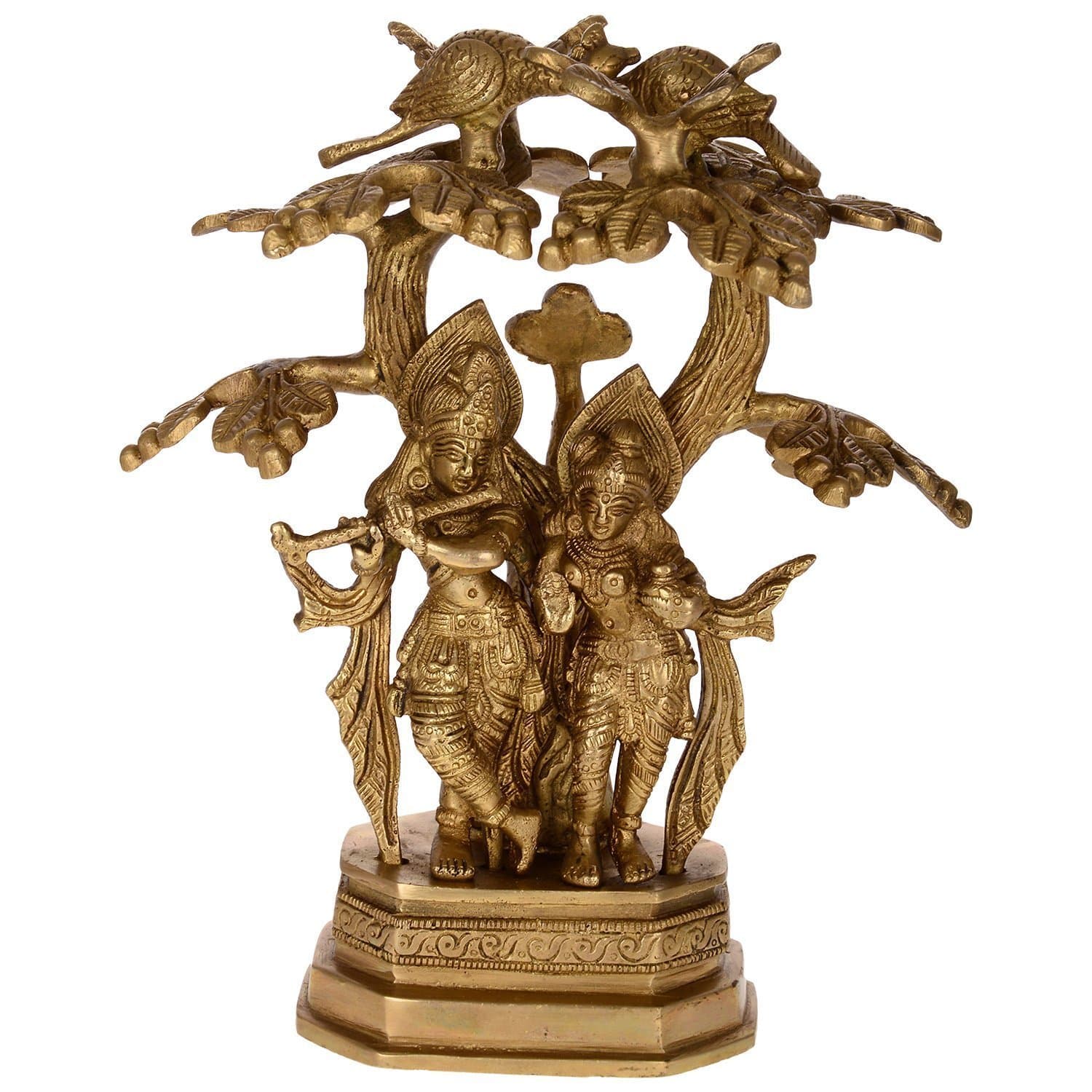 Brass Radha Krishna Under Tree Idol 9"Radha Krishna Statue