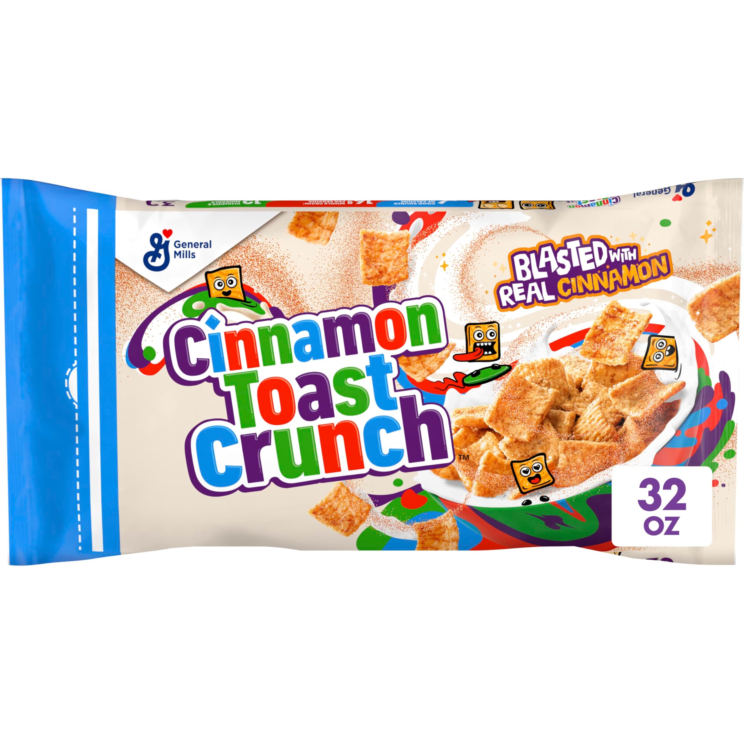 Cinnamon Toast Crunch Breakfast Cereal, Crispy Cinnamon Cereal, Value Bag, 32 oz
