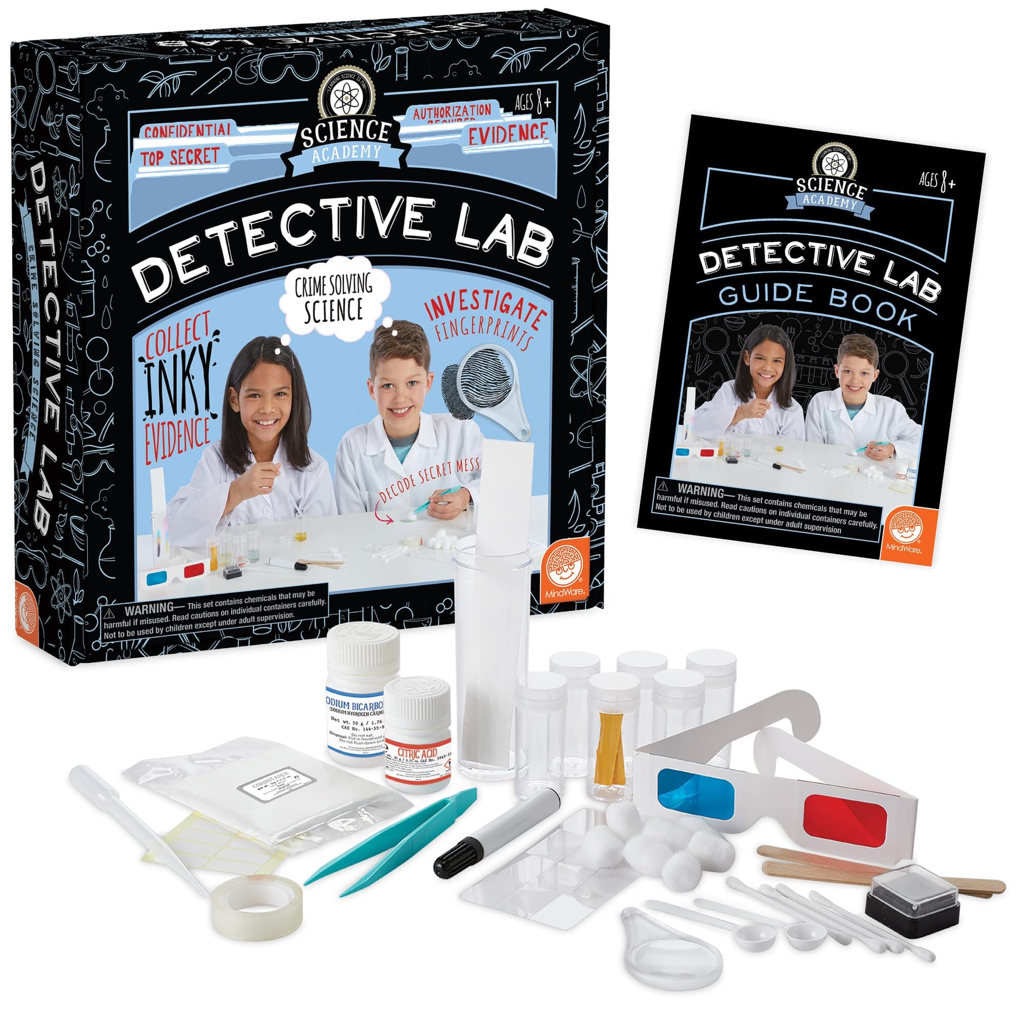 MindWare Science Academy Detective lab - Science Kits for Kids Age 8-12 - Kids Detective Kit Complete with 7 Forensics and Crime-Scene Investigations - Ages 8 and Up