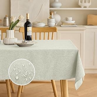Decorelia Extra Long Rectangle Linen Farmhouse Tablecloth for 10ft Table,Dirty-repel Easy to Clean Banquet Burlap Tablecloths for Dining& Kitchen Table(Oblong, 60 x 144 Inch (12-14 Seats), Light Grey)