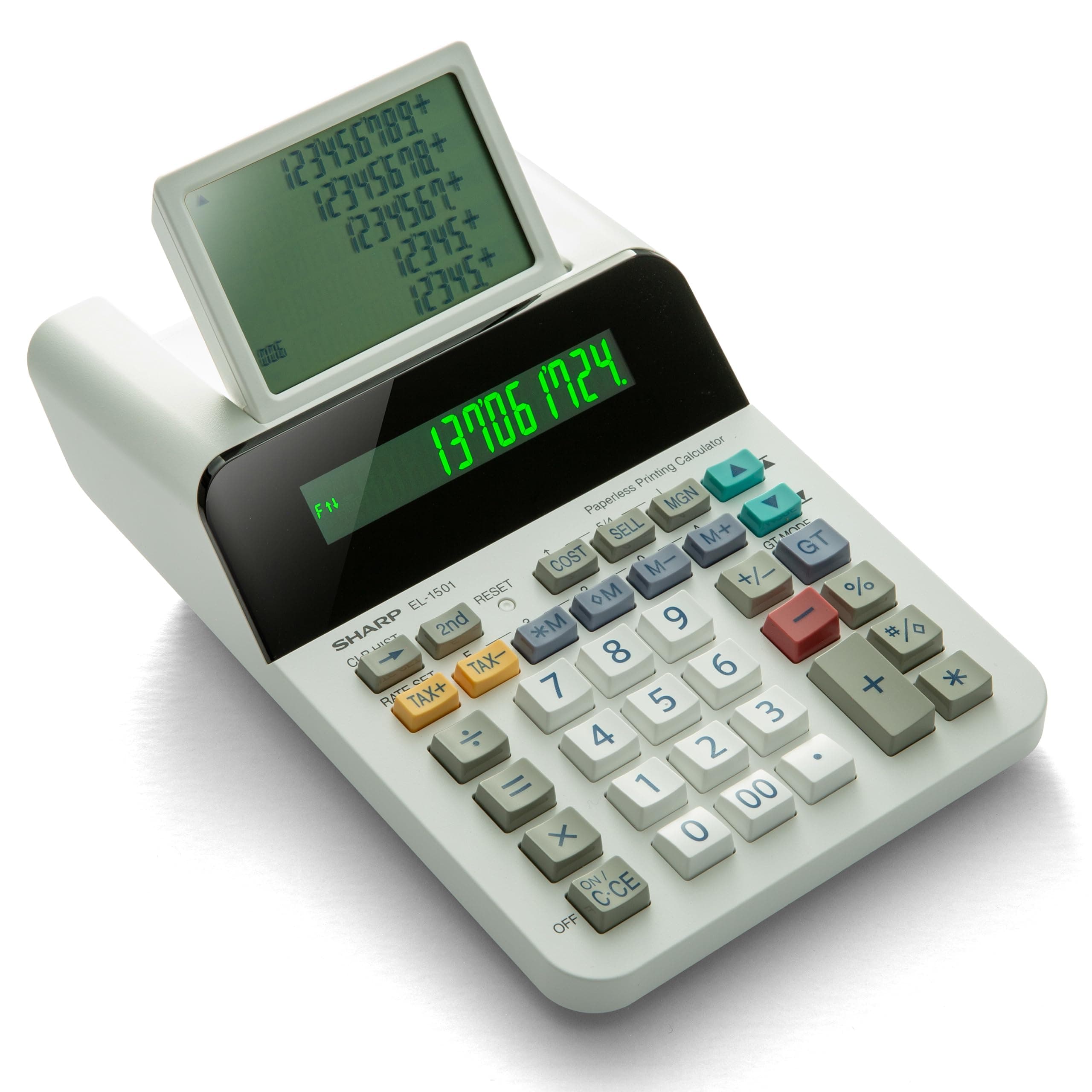 El-1501 Compact Cordless Paperless Large 12-Digit Display Desktop Printing Calculator That Utilizes Printing Calculator Logic