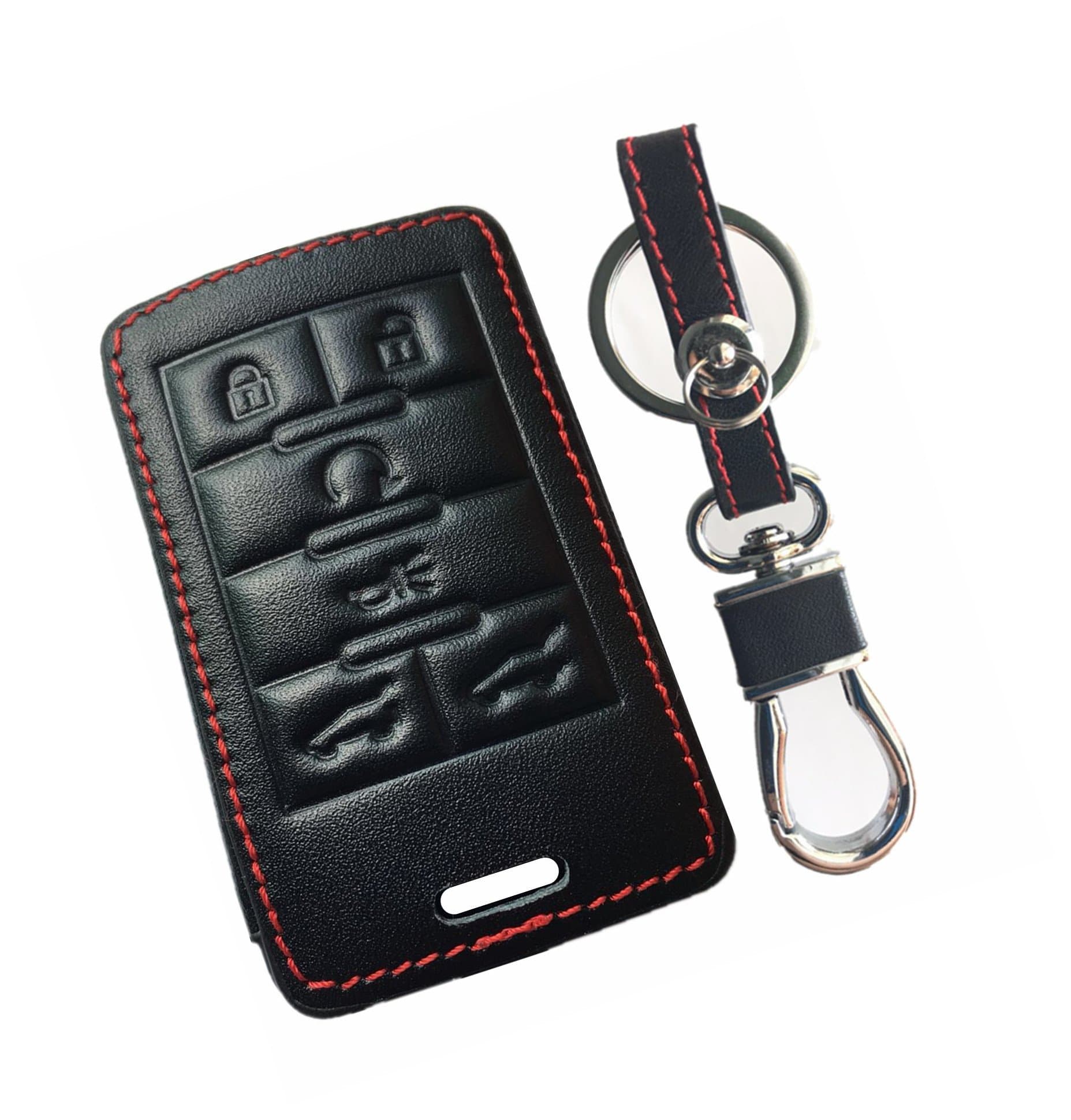 KAWIHEN Leather Smart Remote Key Fob Case Keyless Entry Case Holder Cover For Cadillac Escalade Escalade ESV Escalade EXT 22756466 OUC6000066 850K-6000066