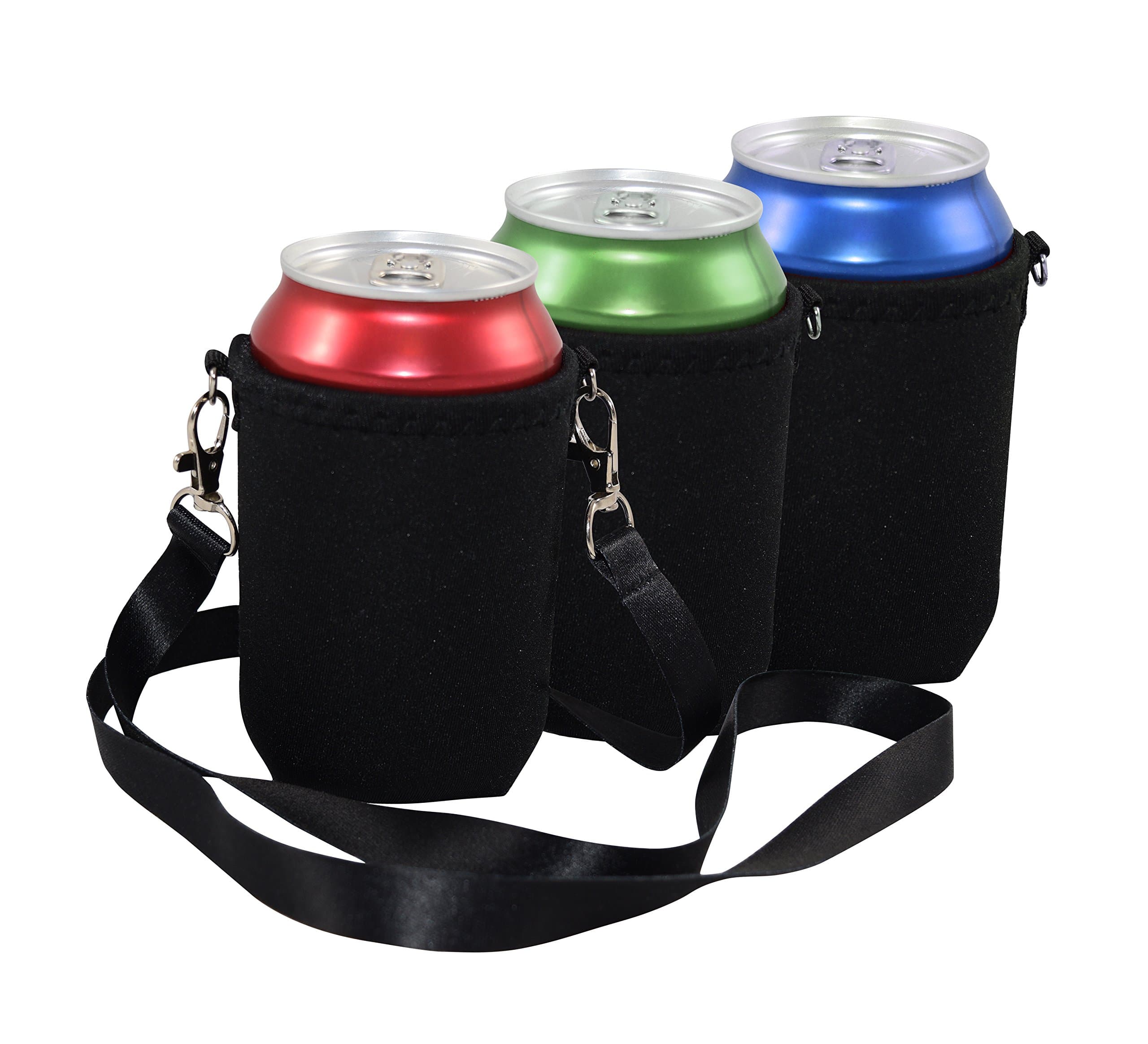 BeerHolder Eff Em Concept Practical Can Holder for Neck, Fabric, Black , 3 items