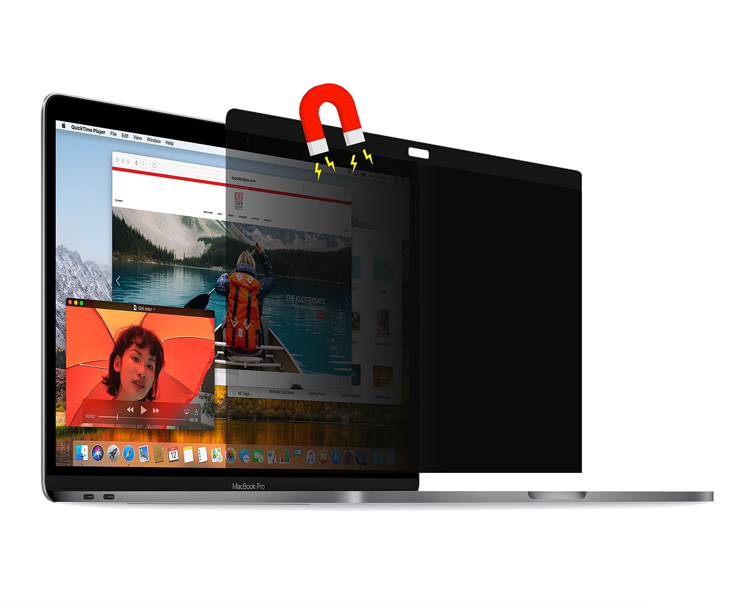 Easy On/Off Privacy Screen Filter Compatible for Apple 13.3-inch MacBook Pro Retina Display with/Without Touch Bar (2016/2017/2018 Models)