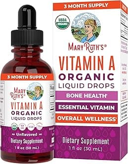 MARYRUTH'S Organics USDA Organic Vitamin A Liquid Drops | 3 Month Supply | Bone Health for Ages 14+ | Essential Vitamin | 750mcg per Serving | Sugar Free | Vegan | Non-GMO | Gluten Free | 1oz