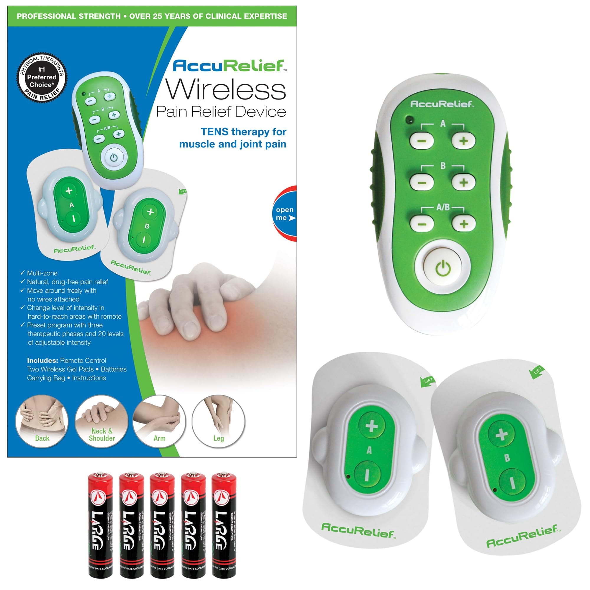 Wireless TENS Unit with Remote Control, TENS Pain Relief Device and Muscle Stimulator, for Back Pain, Neck Pain, Arm and Leg Pain
