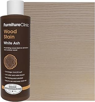 Furniture Clinic Wood Stain | White Ash | Water Based | Fast Drying, Low Odor, & Non-Toxic | for Indoor & Outdoor Furniture and More | Multiple Finishes | (8.5oz / 250ml)