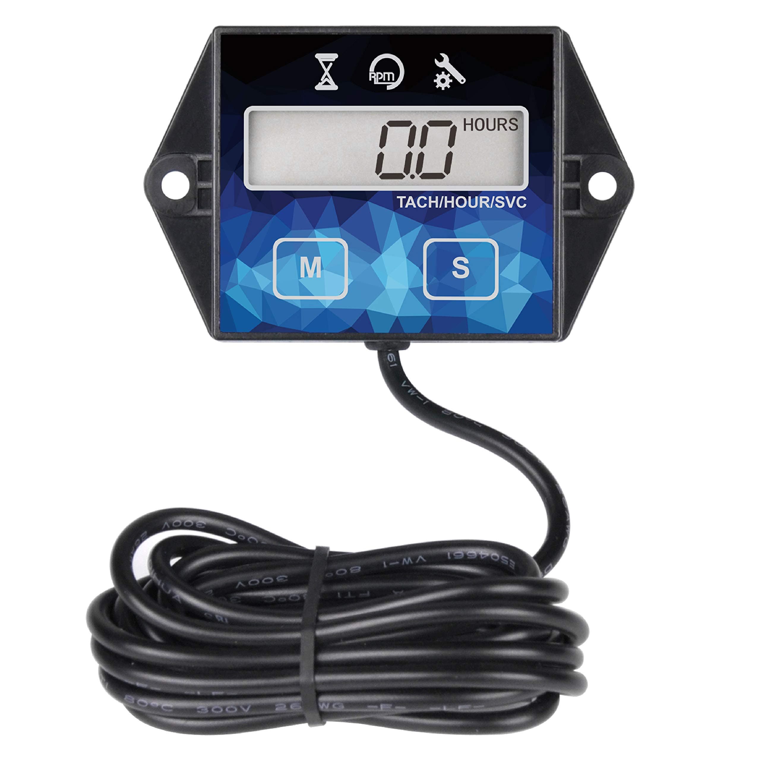 Small Engine Hour Meter, Digital Tachometer, Maintenance Reminder, Battery Replaceable, User Shutdown, Use for ZTR Lawn Mower Tractor Generator Marine Outboard ATV (HM011F)