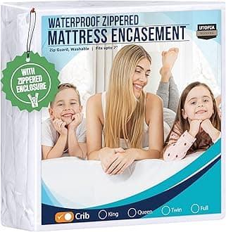 Utopia Bedding Zippered Mattress Encasement Crib - 100% Waterproof and Bed Bug Proof Mattress Protector - Absorbent, Six-Sided Mattress Cover