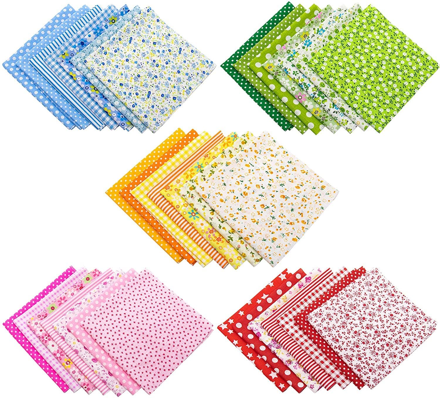 35 Pack Cotton Print Fabric Bundle Squares 9.8"x9.8" Quilting Sewing Floral Precut Sheets for DIY Sewing Scrapbooking Quilting Dot Pattern (Broken flower style random)