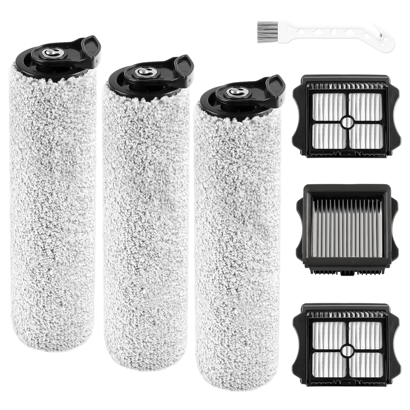 iFloor 3 Replacement Brush Rollers and HEPA Filter Kits Compatible with Tineco iFloor 3 and Floor One S3 Cordless Wet Dry Vacuum Cleaner Replacement Parts,3 Brush Rollers & 3 Filters