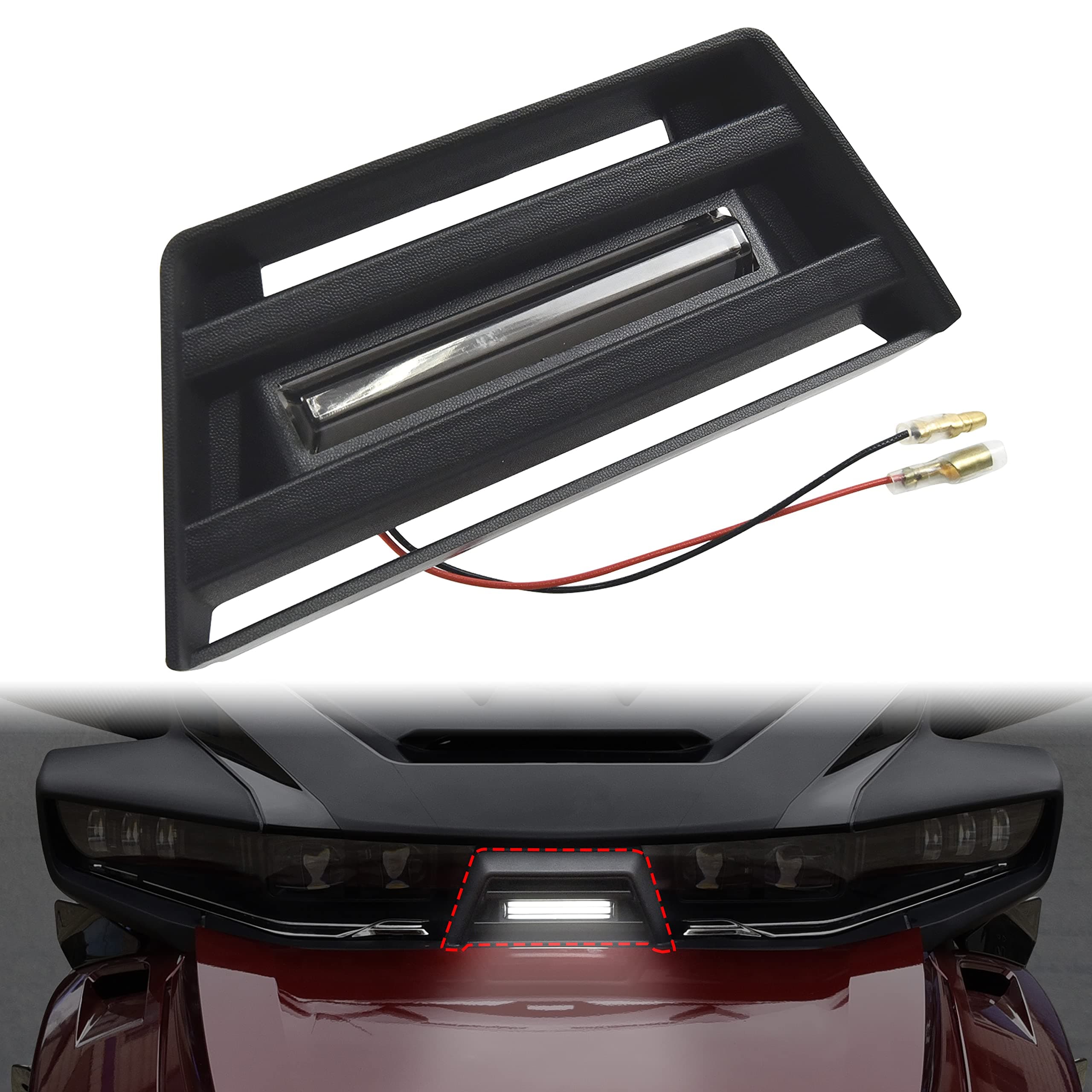 SAUTVS Front Center Fairing with Accent Light for Can Am Spyder RT, Black Center Front Fairing with Accent Light for Can-Am Spyder RT 2020-2024 Accessories