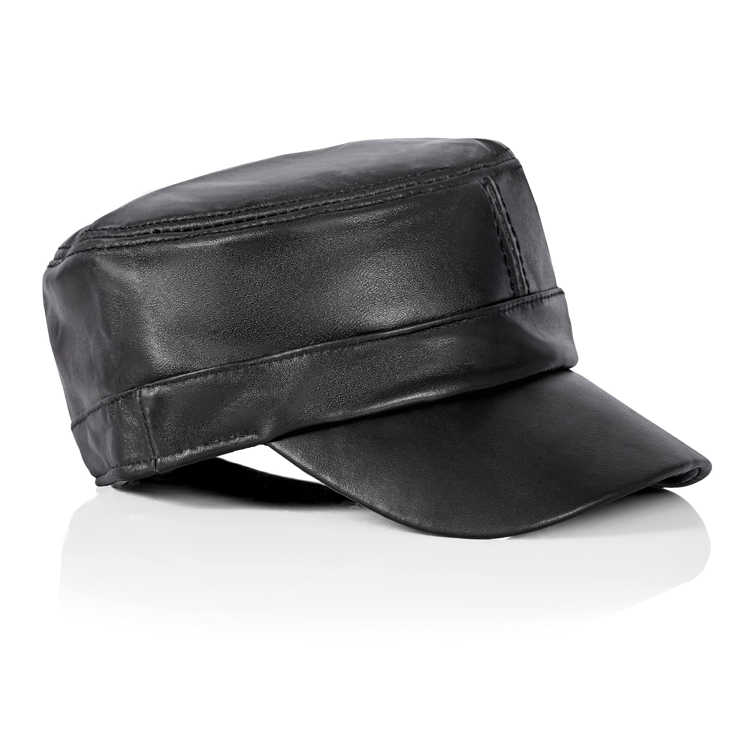 Solid Genuine Lambskin Leather Cap