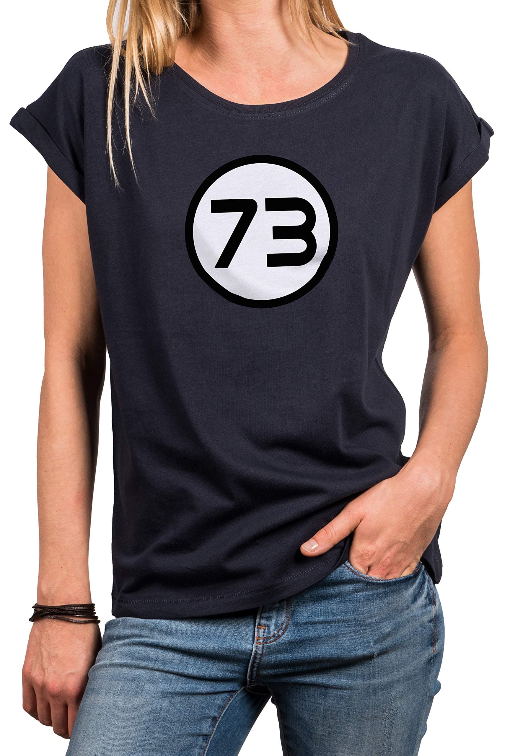 MAKAYAOversized Women's Tshirt - 73 Sheldon Magic Number - Plus Size Top Nerdy Gifts for her Tee Shirt