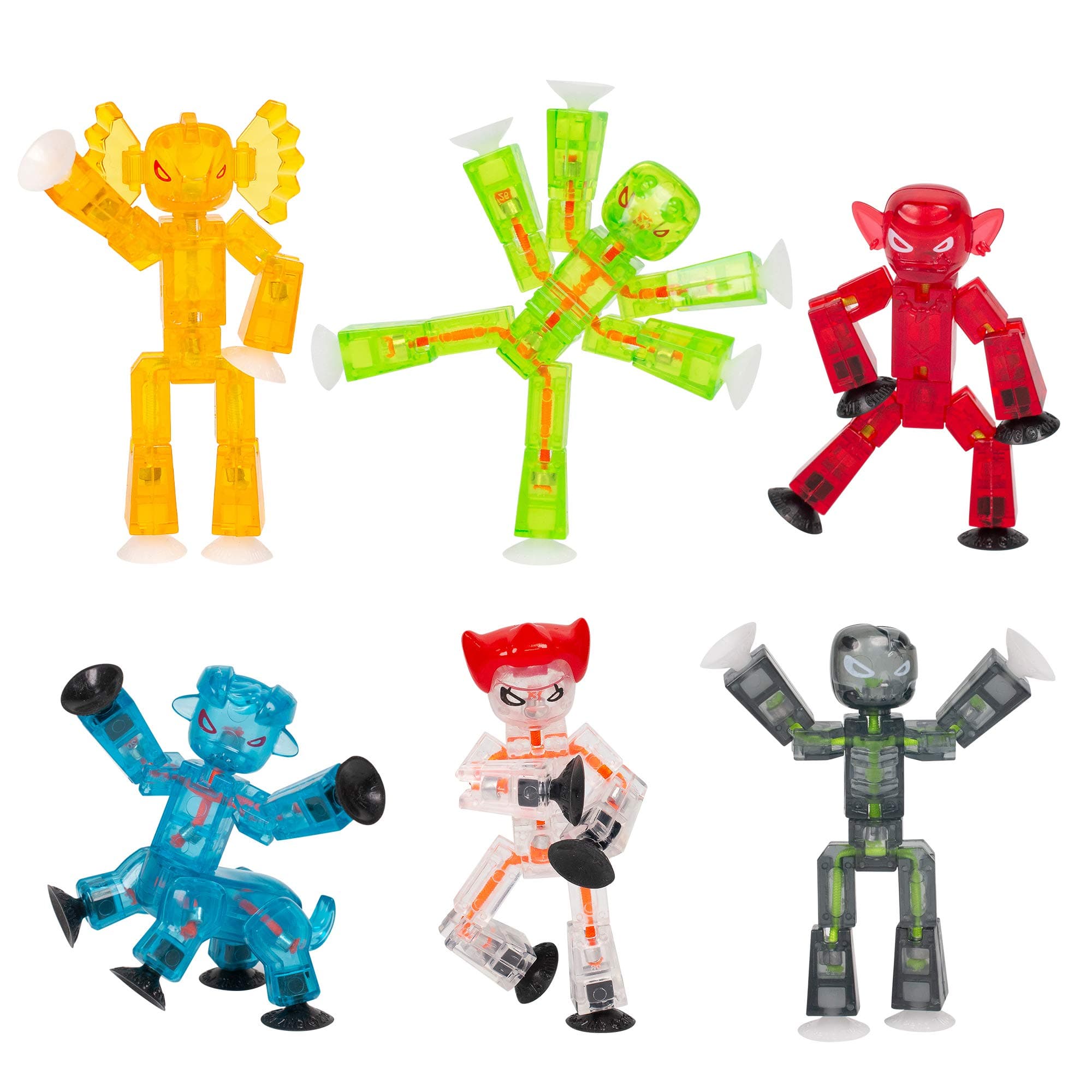 Zing Monsters, Complete Set of 6 Poseable Monster Action Figures, Includes Giggles, Goblin, Insector, Grim, Aquafang and Kyron