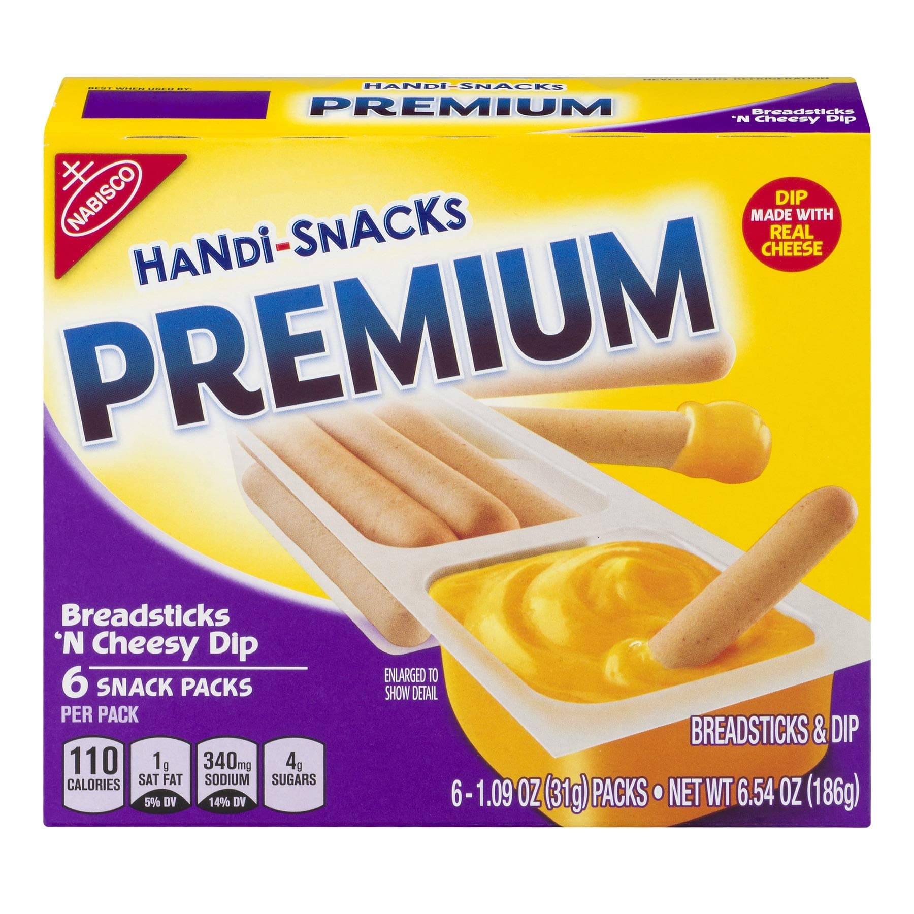 Kraft Handi-Snacks Ritz (Premium Breadsticks 'n Cheese Dip Snack Packs, 6 ct 1.09 oz Pack of 4)