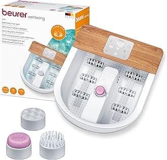 Beurer FB65UK Wellness Foot Spa Powerful 8-Level Water Heater Footbath with Premium Touch Screen 3 Pedicure Attachments Relaxing Bubble andVibration Massage Ambient Lighting with 6 Light Effects