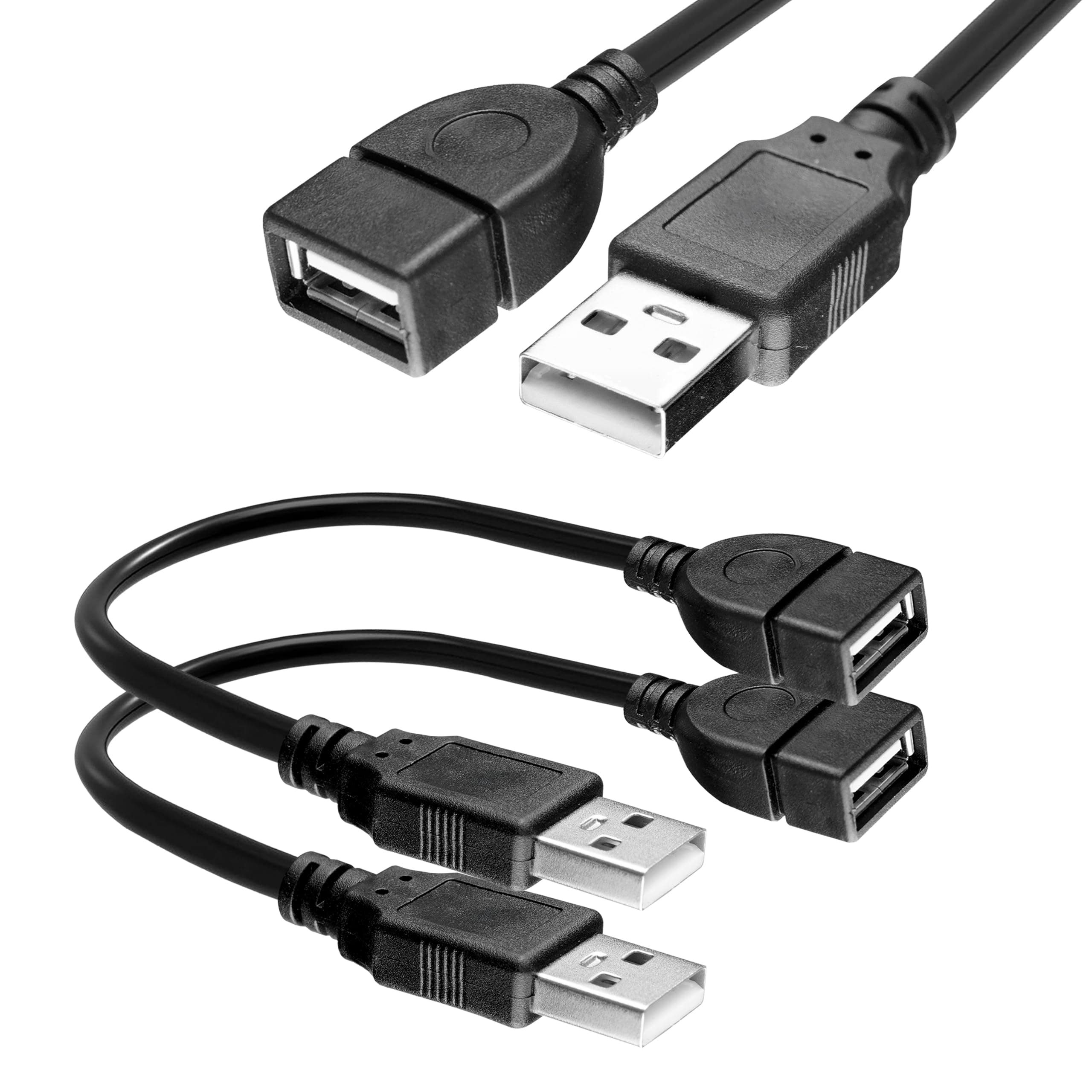 Storite 2 Pack (15cm) Adjustable Flexible USB 2.0 Male to Female Extension Plug/Socket Adapter Cable - Worlds Shortest USB 2.0 Extension Cable