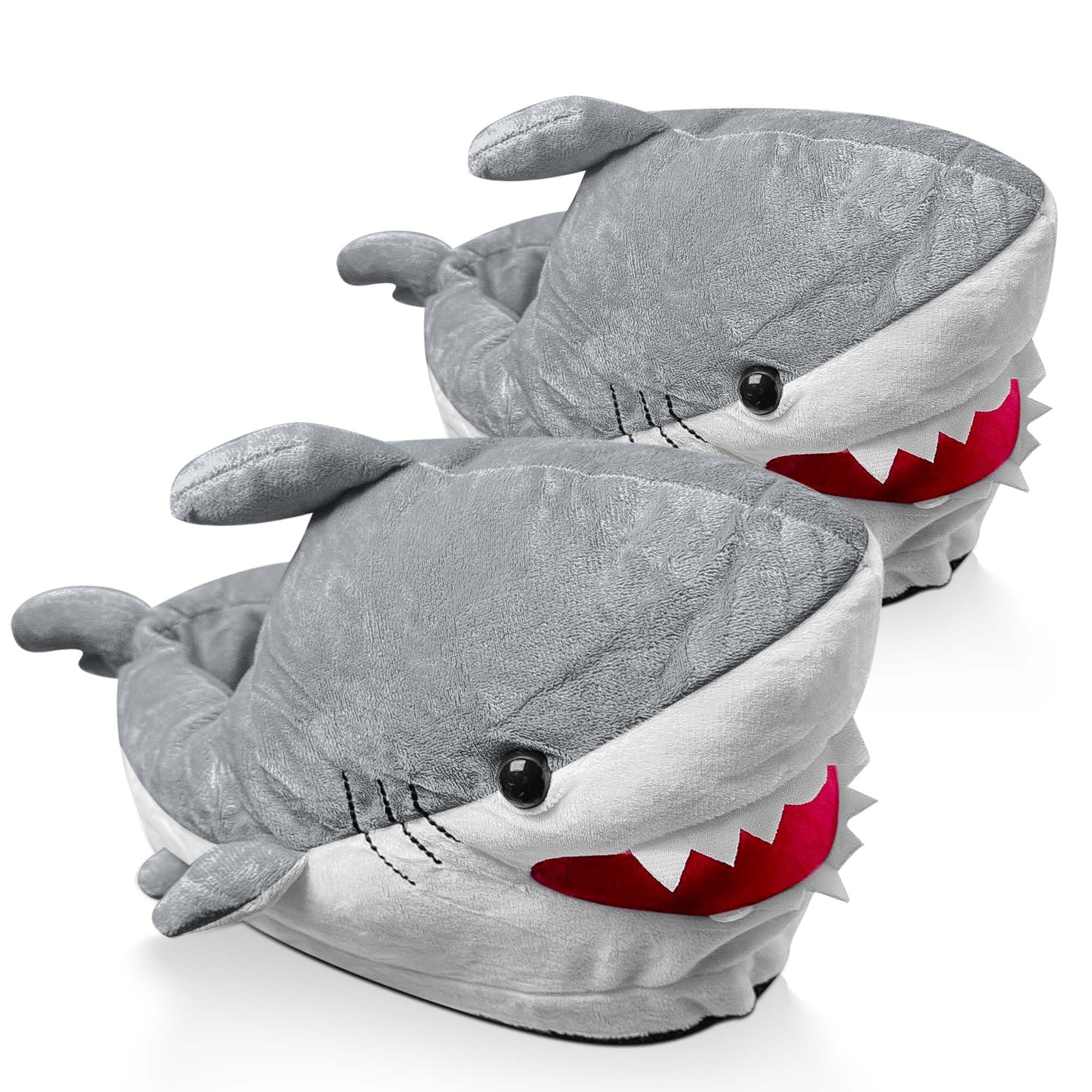 Chomping Shark Plush Slippers for Grown Ups