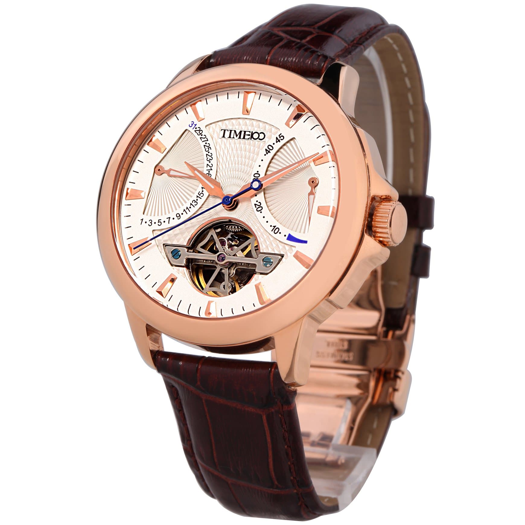 TIME100 Men Automatic Watch Leather Strap