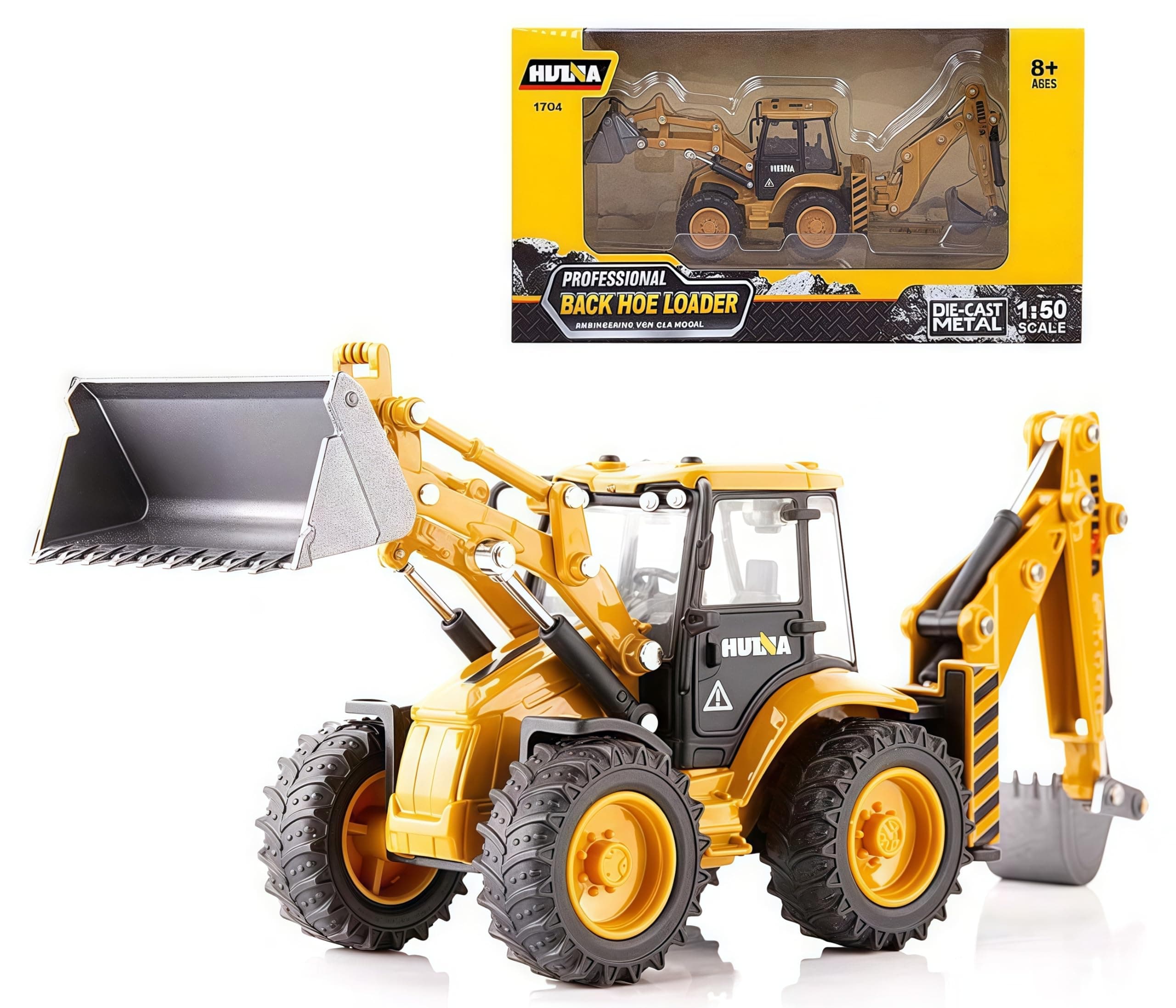 Backhoe Loader Toy For Kids- With Changeable Front And Construction Vehicle 1/50 Scale 2 In 1 Digger Loder Alloy Model Toys Gifts Kids
