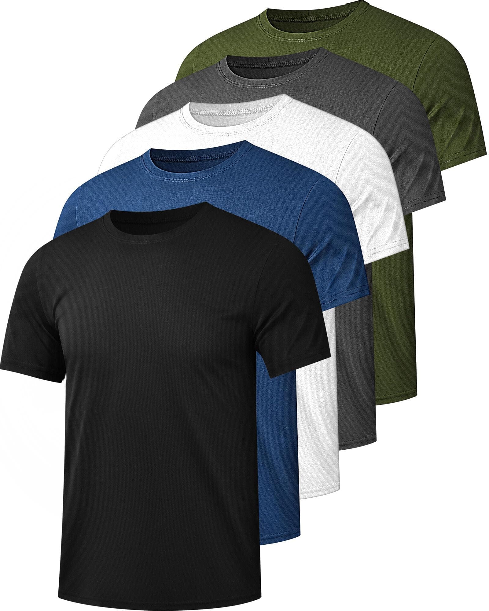1/5 Pack Mesh Workout Shirts for Men Dry Fit Gym Quick Dry Athletic Short Sleeve Sports T-Shirt Moisture Wicking