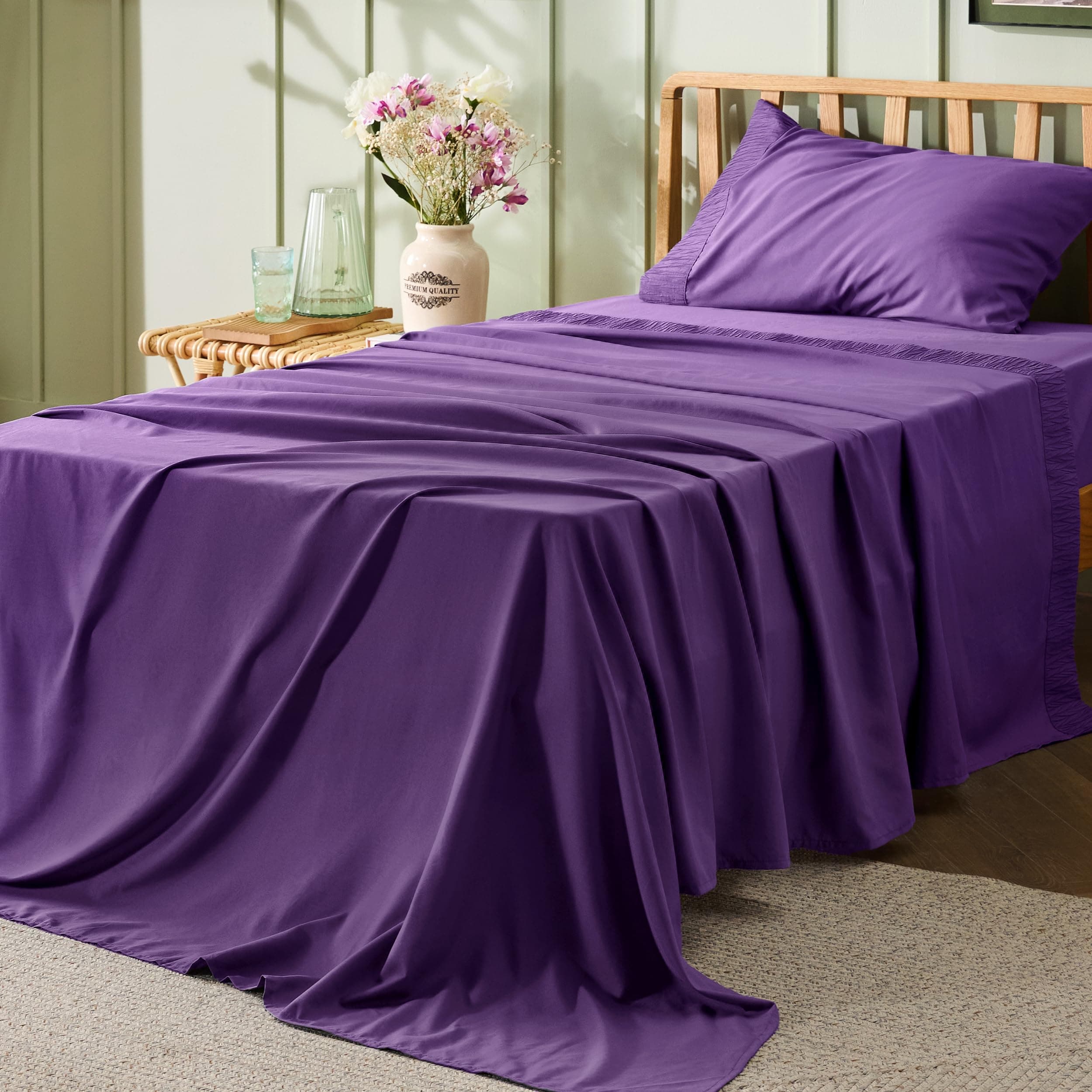 Bedsure Twin Sheets Set - 3 Pieces Soft Twin Bed Sheets - Breathable & Cooling - Hotel Luxury - Easy Care Polyester Microfiber Bedding for Women, Men, Purple