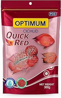 Optimum Cichlid Quick Red Small Pellet Fish Food - 300gm | Added with Fish Meal & Corn Gluten Meal | Fish Food for All Aquarium Fish with Free Key Ring