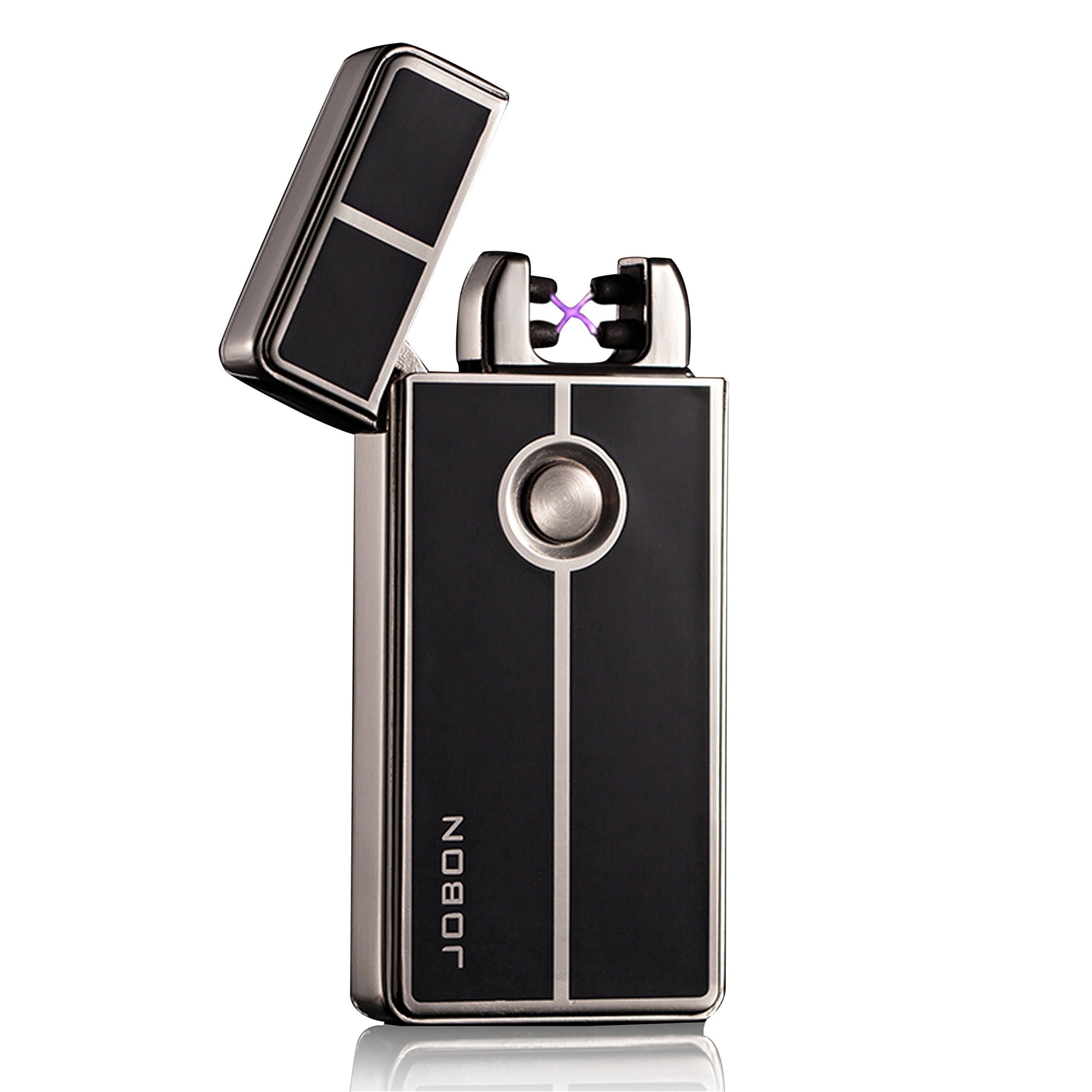 Boonfire USB Arc Lighter, Dual Arc Electronic Lighter - FASTER - STRONGER - SAFER - Rechargeable Lighter Windproof, Cigarette Lighter, USB cable, Gift Box (Silver)
